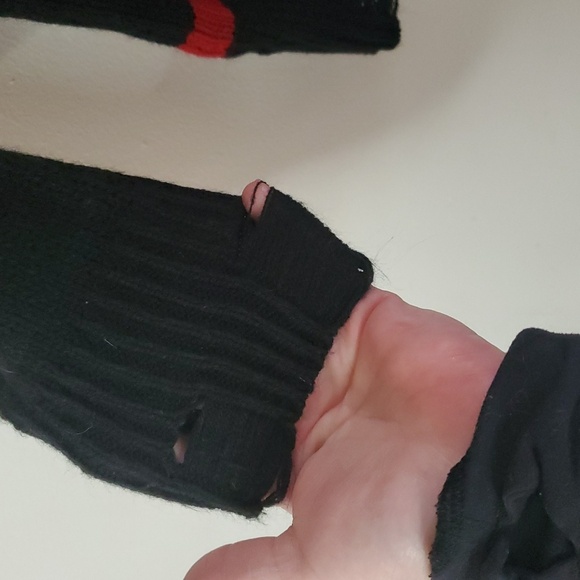 Dolls Kill Widow Black Red Stripe Button Cardigan Size Small Oversized Distress - Picture 5 of 9